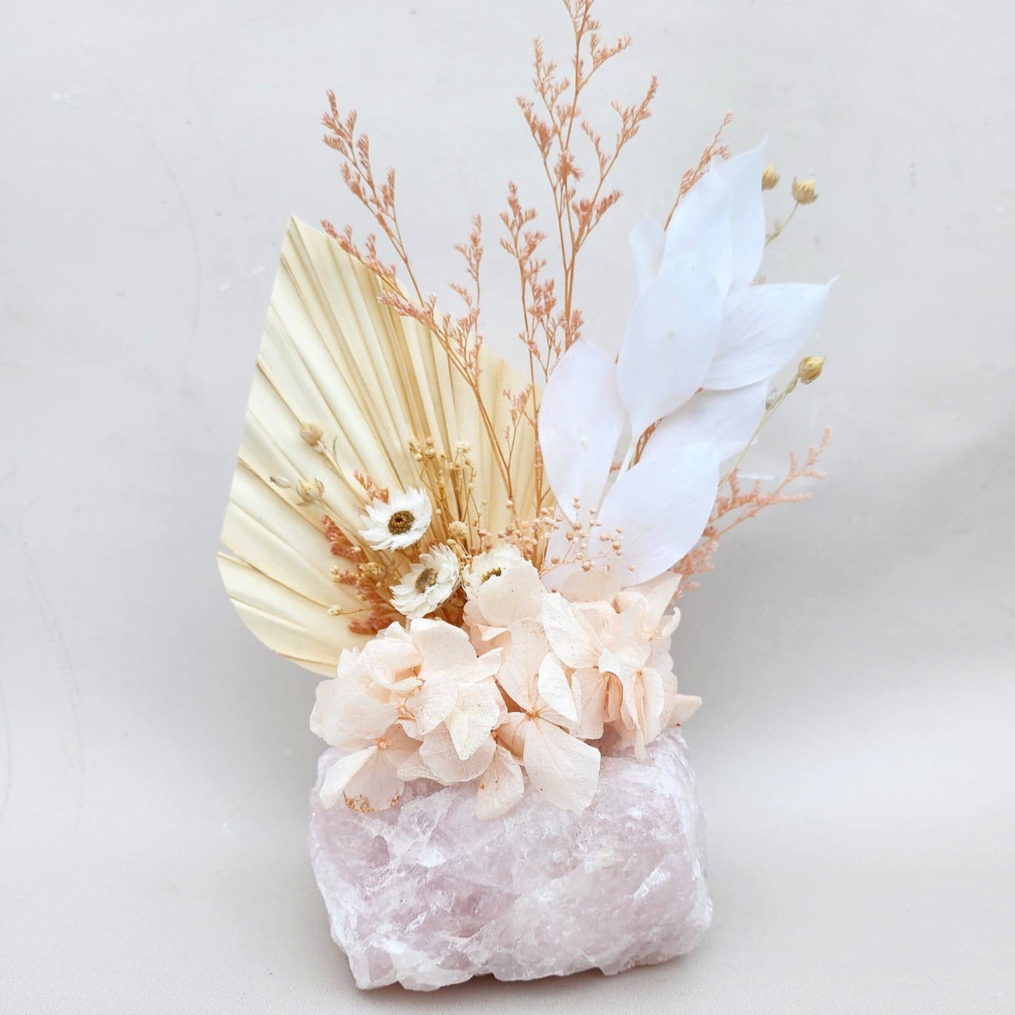 Rose quartz floral arrangement